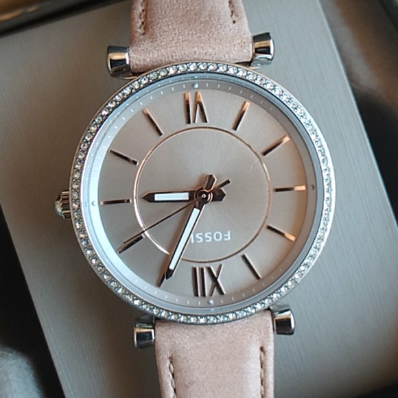 Fossil leather watch silver with stones  NWT - Picture 6 of 8